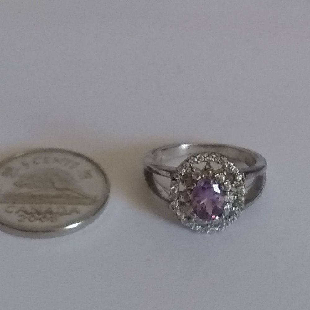 Amethyst & White Topaz Silver Ring